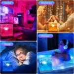 Rechargeable Shower Light No Wiring, 16 Color Changeable Ocean Wave Projector Light, Dimmable Waterproof Shower Lamp with Remote, Rotating Flame Water Ripple Lamp for Shower, Bathroom, Bedroom Decor - Image 7