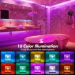 Rechargeable Shower Light No Wiring, 16 Color Changeable Ocean Wave Projector Light, Dimmable Waterproof Shower Lamp with Remote, Rotating Flame Water Ripple Lamp for Shower, Bathroom, Bedroom Decor - Image 5