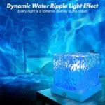 Rechargeable Shower Light No Wiring, 16 Color Changeable Ocean Wave Projector Light, Dimmable Waterproof Shower Lamp with Remote, Rotating Flame Water Ripple Lamp for Shower, Bathroom, Bedroom Decor - Image 3