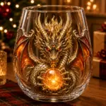 🐉✨ 3D Mythic Dragon Glass Art Cup | Luxury Raised Fantasy Glassware for Whiskey, Home Bar Décor & Legendary Gifts 🎁